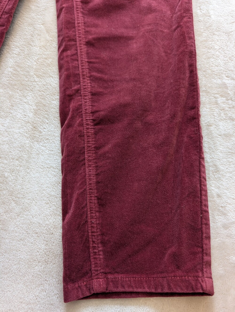 Flamingals Solid Corduroy Mid Waist Straight Leg Crop Burgundy Pants NWT - Picture 5 of 11